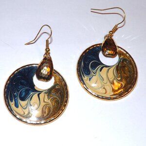 Vintage enamel abstract earrings whimsygoth gold tone vintage boho bohemian 80s